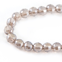 Бусины Стекло с Гальваникой, Граненые, АВ-цвет, Круглые, Цвет: Серый, Диаметр 6мм, Отв. 1мм, около 72шт/43см/нить, (УТ0030922)