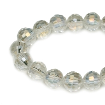 Бусины Стекло с Гальваникой, Граненые, АВ-цвет, Круглые, Цвет: Бесцветный, Диаметр 6мм, Отв. 1мм, около 72шт/43см/нить, (УТ0030927)