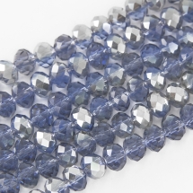Бусины Гальваника Стекло АВ-Цвет, Граненые, Рондель, Цвет: Лазурный, Размер: 4х3мм, Отв-тие: 1мм, около 140шт/42см/нить, (УТ0030864)