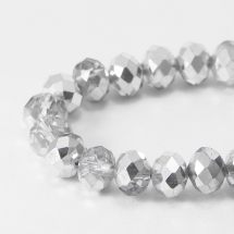 Намистини Гальваніка Скло АВ-Колір, Грановані, Рондель, Колір: Сріблястий, Розмір: 8х5мм, Отвір: 1мм, близько 70шт/42см/нитка, (УТ0030870)