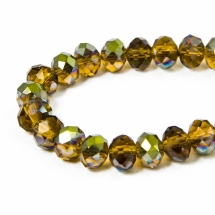 Бусины Гальваника Стекло АВ-Цвет, Граненые, Рондель, Цвет: Оранжево-красный, Размер: 8х5мм, Отв-тие: 1мм, около 70шт/42см/нить, (УТ0030873)