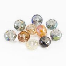 Бусины Стекло с Гальваникой, Граненые, Рондель, Радужные, Микс, 16х10мм, Отв. 1мм, (УТ0030900)
