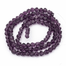 Намистини Скляні, Твіст, прозорі, Колір: Індиго, Розмір: 6х6х6мм, Отвір 1мм, 100шт/60см/нитка (УТ0030913)