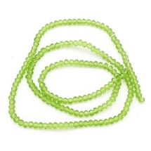 Намистини Скляні, Рондель, прозорі, Колір: Трав'яний, Розмір: Діаметр: 3 мм, Толшина: 2 мм, Отвір 0.5мм, 190шт/42см/нитка (УТ0030954)