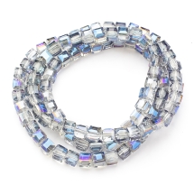 Бусины Гальваника Стекло, Кубики Граненые, Цвет: Полуночно-синий, Размер: 6х6х6мм, Отв-тие 1мм, около 95шт/60см/нить, (УТ0030979)