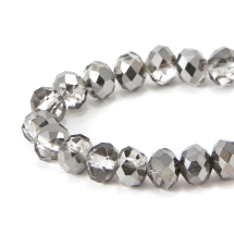 Бусины Стекло с Гальваникой, Граненые, Рондель, Полупокрытие, Цвет: Светло-серый, Размер: 4х3мм, Отв. 1мм, около 150шт/48см/нить, (УТ0031020)
