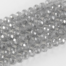Бусины Гальваника Стекло, Граненые, Рондель, Цвет: Серый, Размер: 3.5х2.5мм, Отв-тие: 1мм, около 140шт/36см/нить, (УТ0031034)
