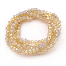 Бусины Стекло Опал Имитация, Гальваника Полупокрытие, Граненые, Рондель, Золотистый, 4х3мм, Отв. 1мм, около 150шт/45см/нить (УТ0031039)