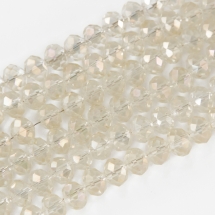 Бусины Гальваника Стекло, Граненые, Рондель, Цвет: Бежевый, Размер: 4х3мм, Отв-тие: 1мм, около 150шт/45см/нить, (УТ0031041)