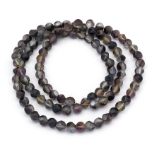 Намистини Скло з гальваніки, Грановані, райдужні, морозний стиль, Круглі, Колір: Чорний, 6x6.5x6.5, Отвір 1мм, близько 99шт/60см/нитка, (УТ0031327)