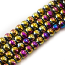 Бусины Стекло Гальваника, Круглые, Цвет: Мультицвет, Диаметр 8мм, Отв-тие 1мм, около 40шт/32см/нить, (УТ0031333)