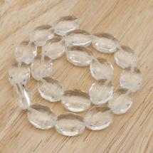 Бусины Хрустальное Стекло, Прозрачные Граненые, Овал, Цвет: Бесцветный, Размер: 16х13мм, Толщина 7мм, Отв-тие: 1мм, около 20шт/32см/нить, (УТ0031353)