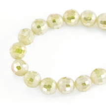 Бусины Стекло с Гальваникой, Граненые, радужные, морозный стиль, Круглые, Шампанское, Диаметр 10 мм, Отв. 2мм, около 73шт/70см/нить (УТ0031459)