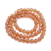 Бусины Стекло с Гальваникой, Граненые, радужные, морозный стиль, Круглые, Оранжевый, Диаметр 10мм, Отв. 2мм, около 72шт/70см/нить (УТ0031460)