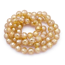 Бусины Стекло с Гальваникой, Граненые, радужные, морозный стиль, Круглые, Бледно-лососевый, 10мм, Отв. 2мм, ок. 100шт/72см/нить (УТ0031461)