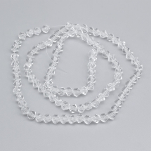 Бусины Стеклянные, Твист, прозрачные, Цвет: Бесцветный, Размер: 6х6х6мм, Отверстие 1мм, 100шт/60см/нить (УТ0031480)