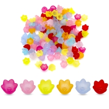 Шапочки для бусин Акрил Прозрачные, Морозный Стиль, Цветок, Цвет: Микс, Размер: 10х9х6.5мм, Отверстие 1.5мм, около 110шт/25г, (УТ0030507)