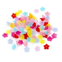 Бусины Акрил Прозрачные, Матовые, Цветок, Цвет: Микс, Размер: 9х4.5мм, Отверстие 1.5мм, около 260шт/25г, (УТ0030509)