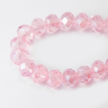 Намистини Австрійський Кришталь, Імітація, Скло Грановані, Прозорі, Рондель, Колір: Світло-кораловий, Розмір: 12х8мм, Отвір 1мм, близько 72шт/58см/нитка, (УТ0030838)