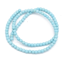 Бусины Синтетическая Бирюза Круглые, Окрашенные, Небесно-Голубые, 4мм, Отверстие 1мм, около 110шт/44см/нить, (УТ0030764)
