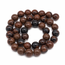 Бусины Натуральный Обсидиан Красное Дерево, на нитях, Круглые, Размер: 6.5мм, Отверстие 1мм, около 60шт/37см/нить, (УТ0030795)