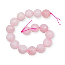 Бусины Натуральный Розовый Кварц Круглые Граненые, 12мм, Отверстие 1мм, около 15шт/18см/нить, (УТ0030820)
