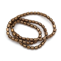 Бусины Синтетический Гематит, Немагнитный, на нитях, Цилиндр, Цвет: Медный, Размер: 5х4мм, Отв. 1мм, около 70шт/40см/нить, (УТ0030831)