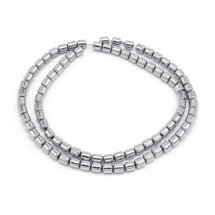 Бусины Синтетический Гематит, Немагнитный, на нитях, Цилиндр, Цвет: Платина, Размер: 5х4мм, Отв. 1мм, около 70шт/40см/нить, (УТ0030832)