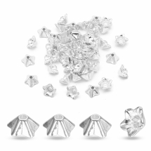 Шапочки для Бусин Металеві, Квітка, Колір: Срібло, Розмір: 8.5х5мм, Отвір 1мм, (УТ0030381)