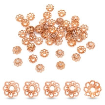Шапочки для Бусин Металлические, Цветок, Цвет: Розовое Золото, Размер: 9х4мм, Отверстие 2мм, (УТ0030413)