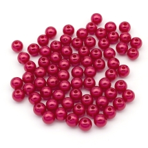 Перли Намистини Акрилові, Глянцеві, Круглі, Колір: Червоний, Розмір: Діаметр 8 мм, Отвір 2 мм, близько 95шт/25г, (УТ0030214)