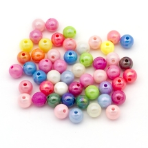 Бусины Акриловые Непрозрачные, АВ цвет, Круглые, Цвет: Микс, Размер: 10мм, Отверстие 2мм, около 44шт/25г, (УТ0030480)