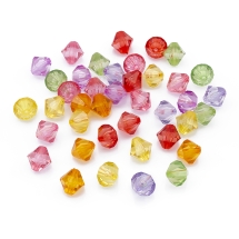 Бусины Акрил Кристалл Биконус, Прозрачные Граненые, Окрашенные, Цвет: Микс, Диаметр: 12мм, Отверстие 2мм, около 27шт/25г, (УТ0030511)