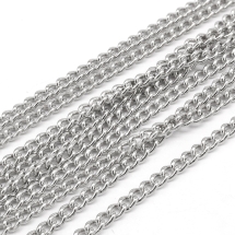 Цепь из Латуни, Витая, Цвет: Платина, Звено: 2.5х2х0.5мм, (УТ0030356)