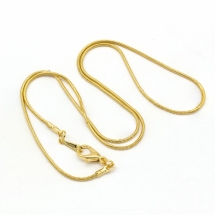 Основа для Ожерелья из Латуни, Застежка Карабин Лобстер, Цвет: Золото, Длина 43см, Толщина 1.2мм, (УТ0030325)