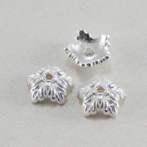 Шапочки для Бусин 5 пелюсток, Квітка, Тибетський Стиль, Метал, Колір: Срібло, Розмір: 10х4мм, Отвір 1мм, (УТ0030409)