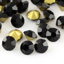 Стразы Бриллиант Класс А, Стекло, Покрытые сзади, Цвет: Черный, Размер: 1.9~2мм, (УТ0030545)