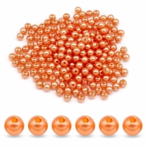 Перли Намистини Акрилові, Глянцеві, Круглі, Колір: Помаранчевий, Розмір: Діаметр 6мм, Отвір 1.5мм, близько 230шт/25г, (УТ0030184)