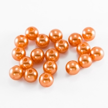 Перли Намистини Акрилові, Глянцеві, Круглі, Колір: Помаранчевий, Розмір: Діаметр 8 мм, Отвір 2 мм, близько 95шт/25г, (УТ0030205)