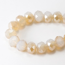 Бусины Стекло Опал Имитация, Гальваника Полупокрытие, Граненые, Рондель, Золотистый, 10х7.5мм, Отв. 1.5мм, около 72шт/54см/нить (УТ0031579)