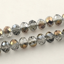 Бусины Гальваника Стекло, Граненые, Рондель, Цвет: Серо-золотистый, Размер: 8х5.5мм, Отв-тие: 1.5мм, около 72шт/40см/нить, (УТ0031581)