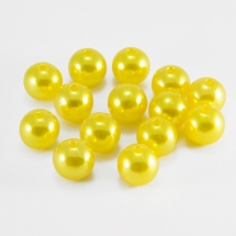 Жемчуг Бусины Акриловые, Глянцевые, Круглые, Цвет: Желтый, Диаметр 14мм, Отв-тие 2.3мм, около 18шт/25г, (УТ0030253)