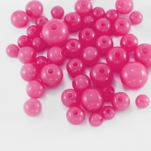Бусины Акриловые Желейные, Круглые, Цвет: Розовый темный, Микс, Отверстие 2мм, около 140~235/50г, (УТ100005190)