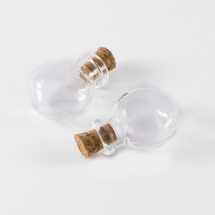 Стеклянная бутылочка для Бисера и Бусин, с пробкой, Размер: 25x20x13мм, Диаметр горлышка: 6мм, (УТ100005469)