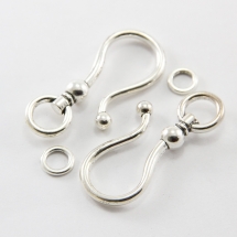 Застежка Крючок с Кольцом, Металл, Цвет: Античное Серебро, Размер: 38x16x8мм, Кольцо: 8мм, Отверстие 5мм, (УТ100005133)