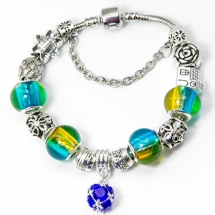 Браслет Евробусины из сплава, С бусинами из латуни и лэмпворк, Цвет: Разноцветный, Размер: 20см, (УТ100006456)