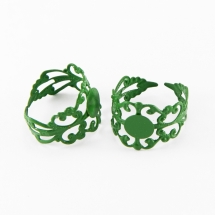 Основа для кольца, Латунь, Филигранная, Цвет: Зеленый, Размер: Диаметр 18мм, Длина 16мм, Толщина 0.7мм, Размер Основы 8мм, (УТ100006093)