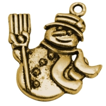 Кулон Снеговик, Металл, Цвет: Античное Золото, Размер: 29х25х2мм, Отверстие 3мм, (БА000001287)