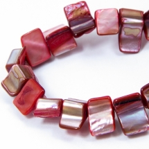 Бусины Морской Перламутр, Окрашенные, Крошка, Цвет: Красный, Размер: 8x6~8мм, Отверстие 1мм, около 53шт/41см/нить (УТ100006542)