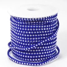 Шнур Замшевый, с серебристыми алюминиевыми вставками, Цвет: Синий, Размер: 3х2мм, (УТ100005682)